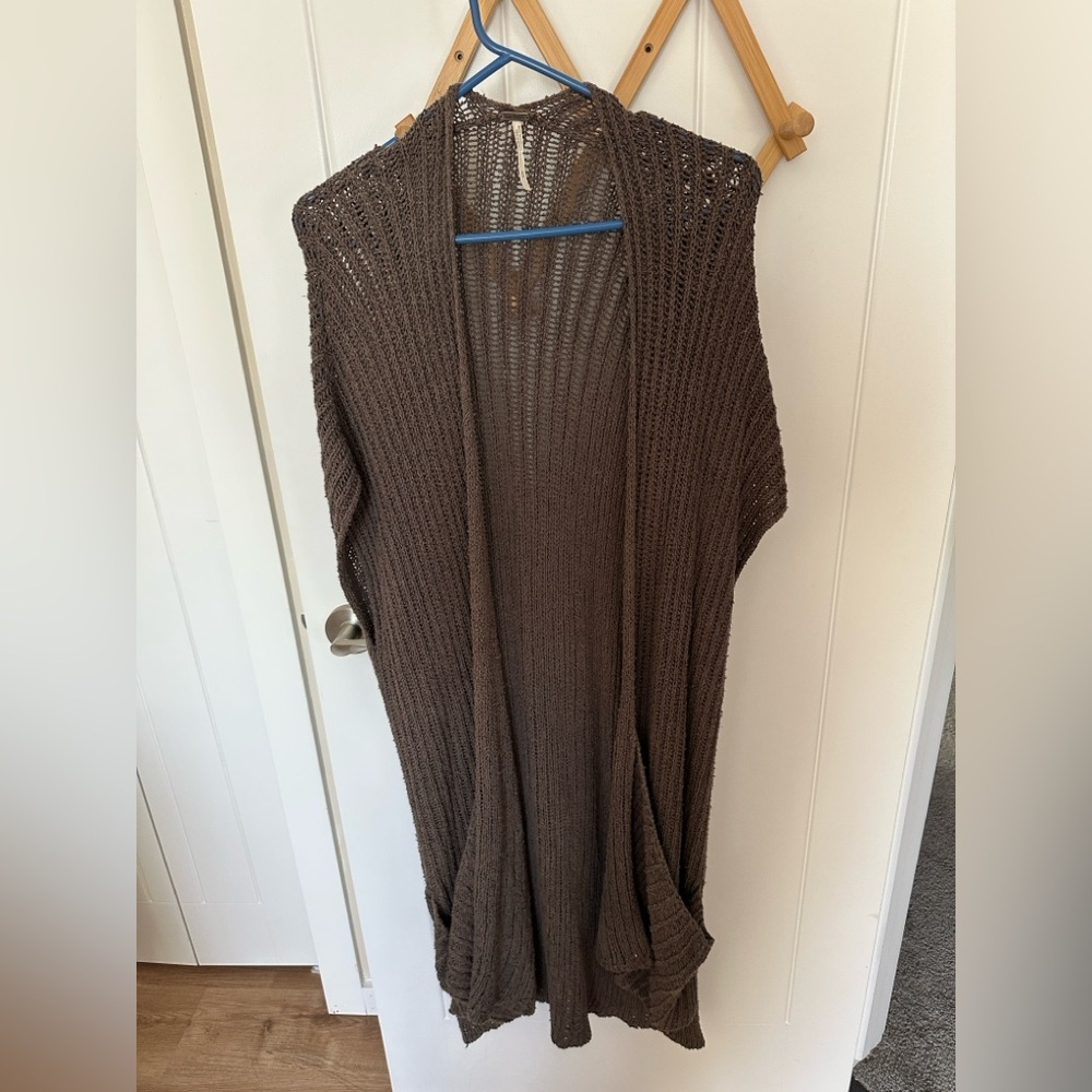 Free people Brown Open-Front Knit Sweater